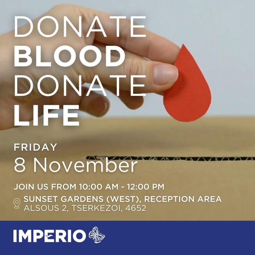 Blood Donation, donate life, imperio, sunset gardens, west, limassol