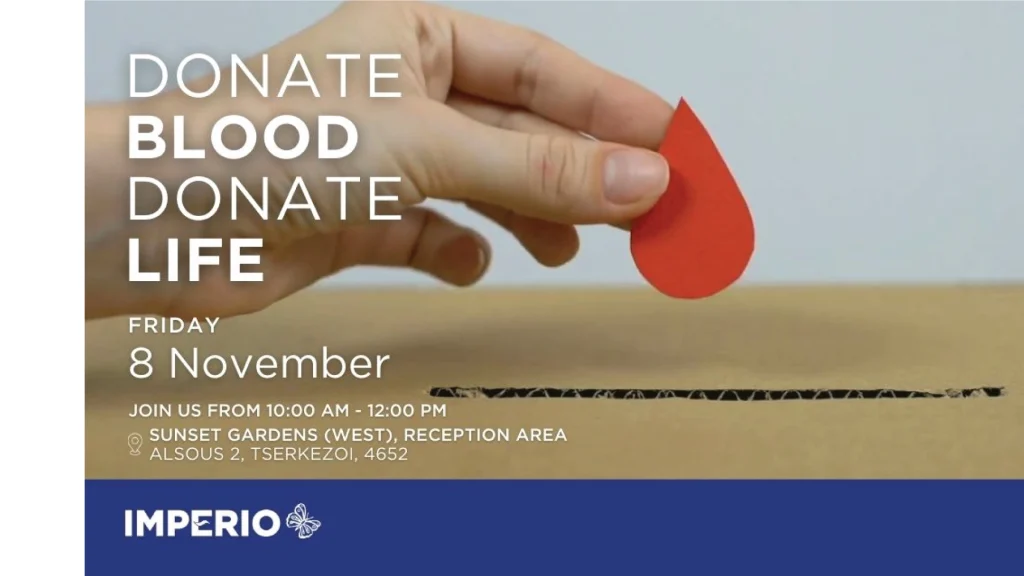 Blood Donation, donate life, imperio, sunset gardens, west, limassol